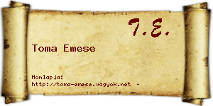 Toma Emese névjegykártya